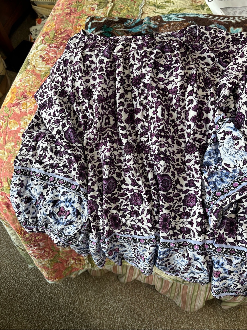 Willi Smith White & Purple Floral Circle Skirt